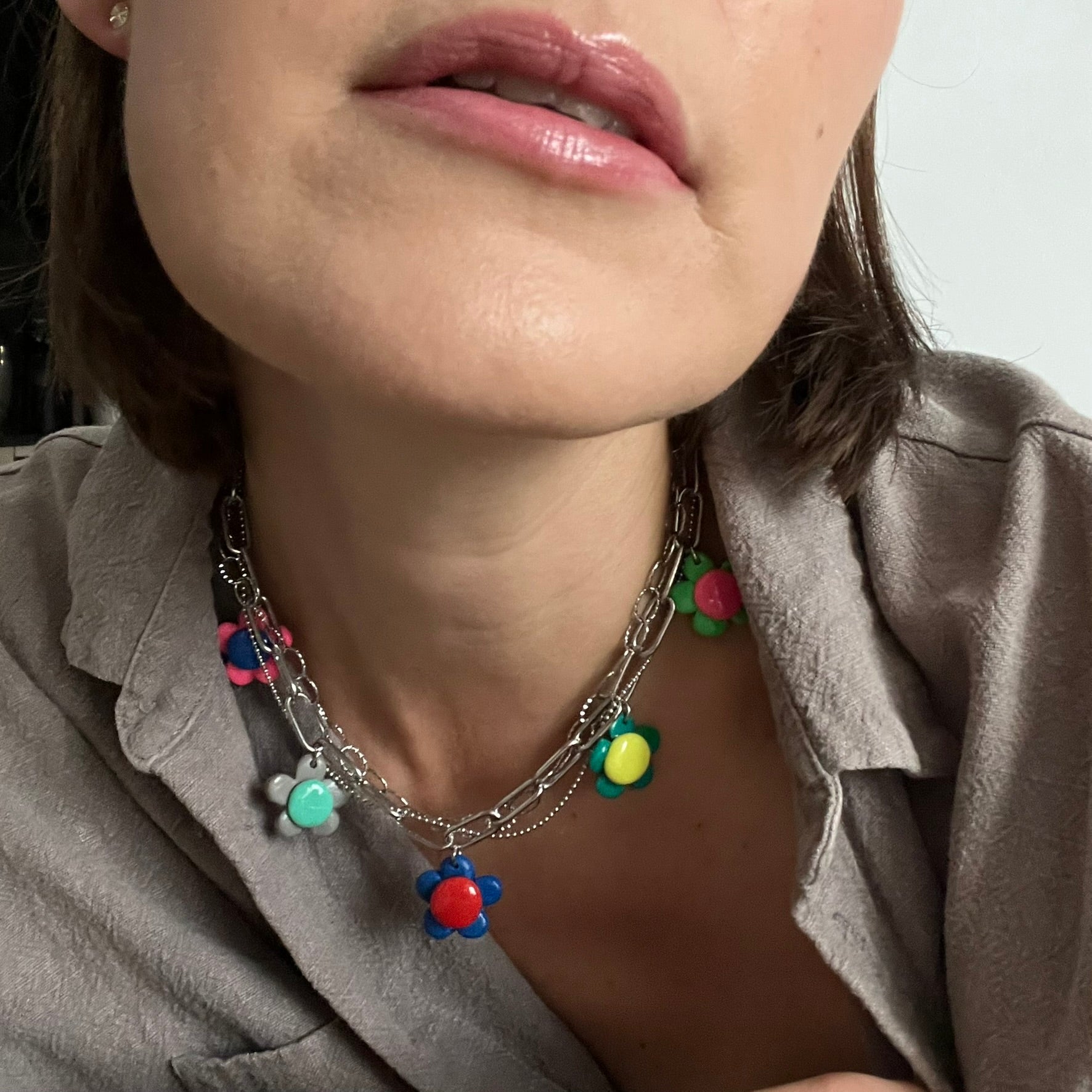 Choker Kwiatki Mini Glina