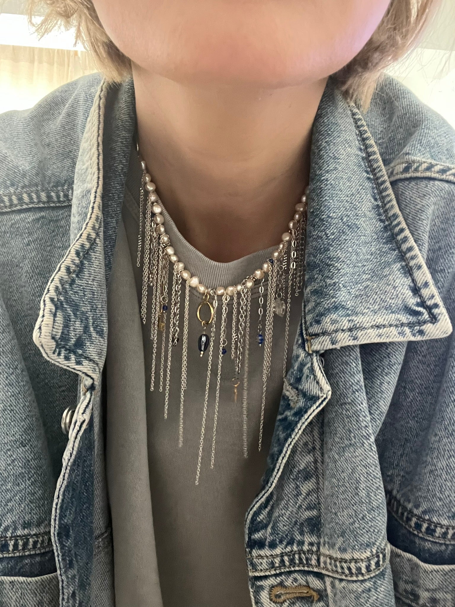 Choker z Pereł i Łańcuszków