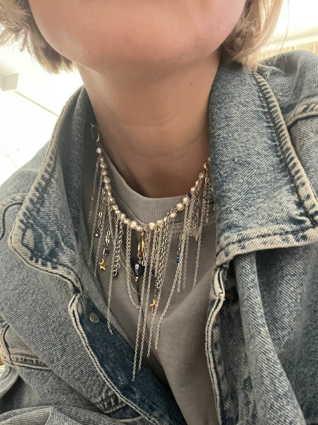 Choker z Pereł i Łańcuszków