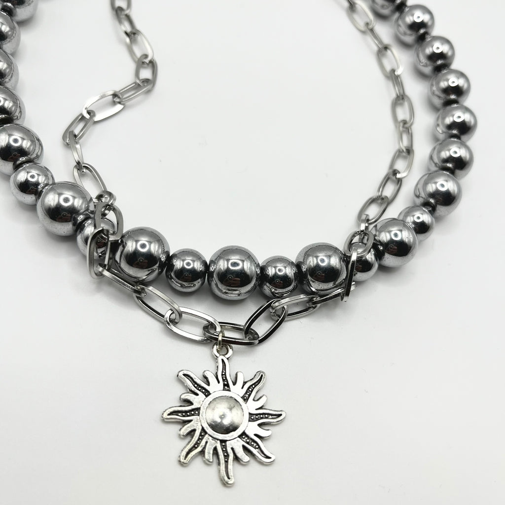 Choker Słońce w Hematycie