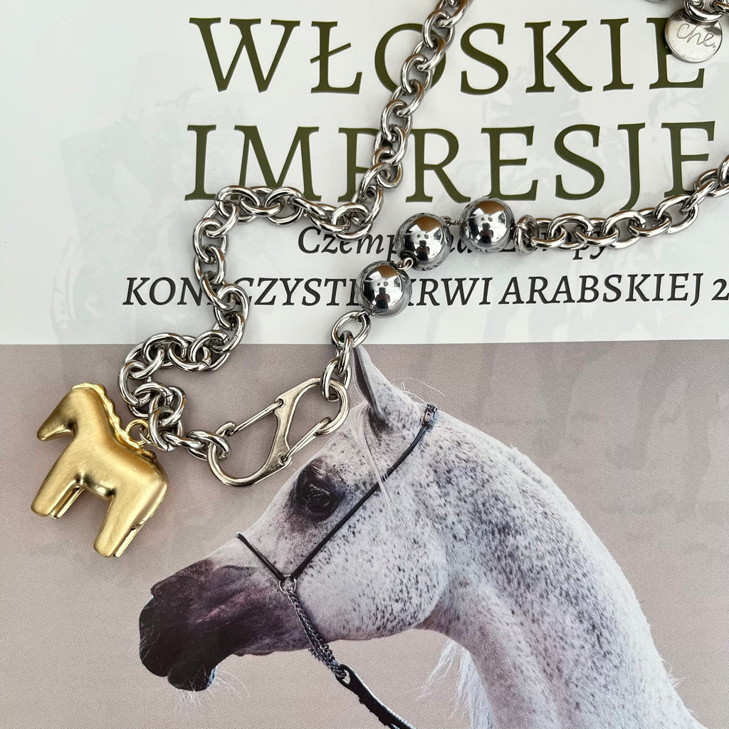 Naszyjnik Złoty Koń i Srebrne Kule