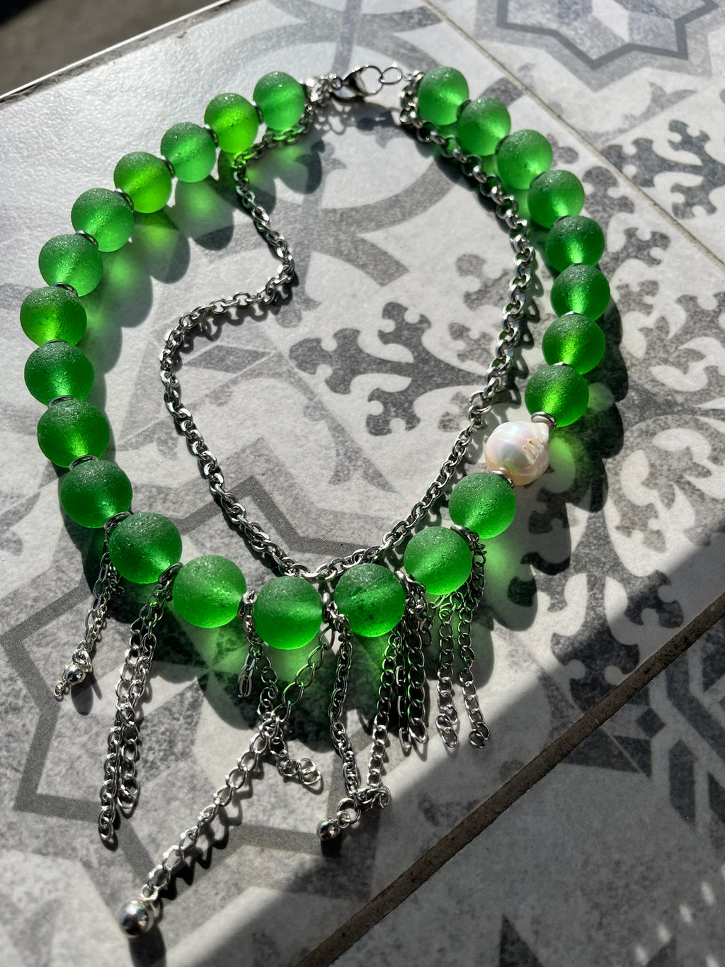 Choker Perła Barokowa i Szkło