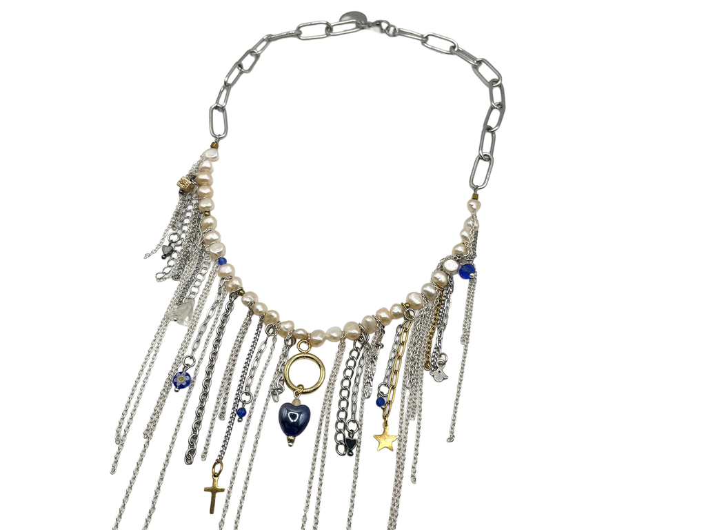 Choker z Pereł i Łańcuszków